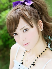 Gorgeous snow white asian beauty allures with her big brown eyes